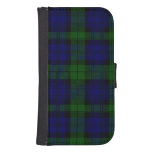 Black Watch Tartan Blue Green Plaid Galaxy S4 Wallet Case