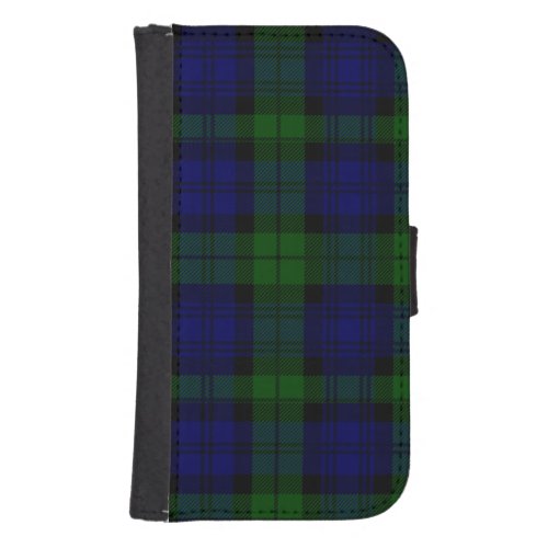 Black Watch Tartan Blue Green Plaid Galaxy S4 Wallet Case