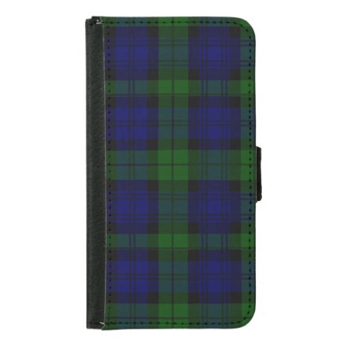 Black Watch Tartan Blue Green Plaid Wallet Phone Case For Samsung Galaxy S5