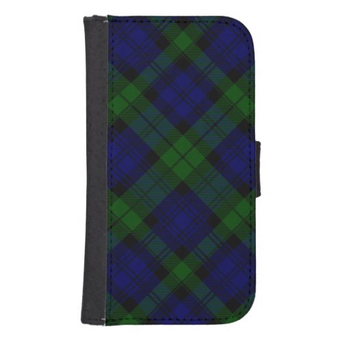 Black Watch Tartan Blue Green Plaid Wallet Phone Case For Samsung Galaxy S4