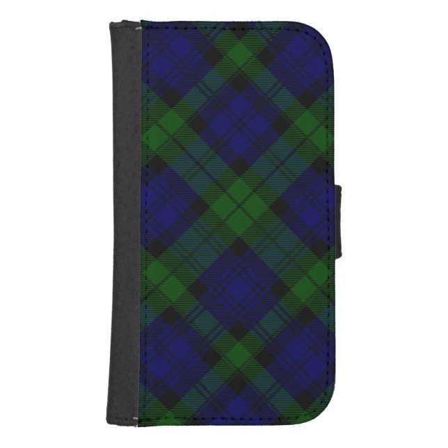 Black Watch Tartan Blue Green Plaid Samsung Galaxy Wallet Case (Front)