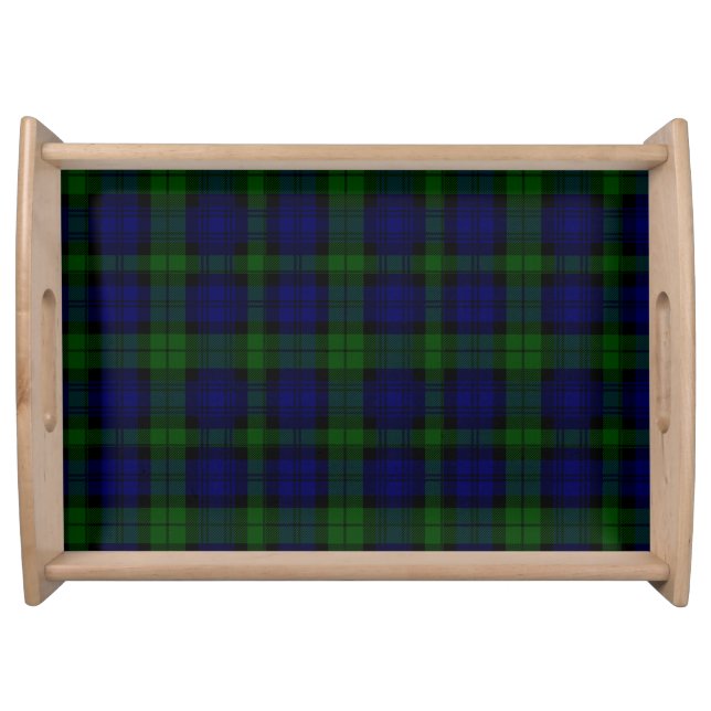 Black Watch Tartan Blue Green Plaid Serving Tray (Front)
