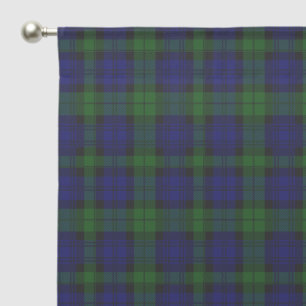 Black Watch Tartan Blue Green Plaid Sheer Curtains