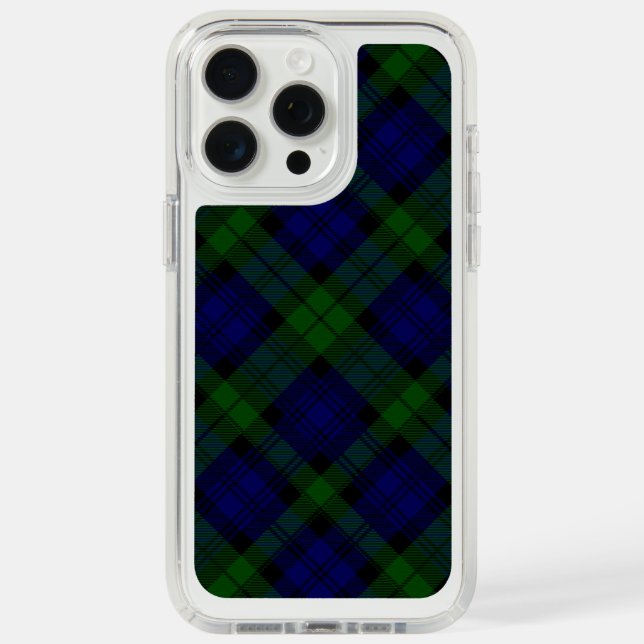 Black Watch Tartan Blue Green Plaid Speck iPhone Case (Front (White Titanium))
