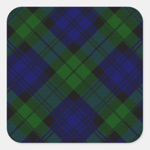 Black Watch Tartan Blue Green Plaid Square Sticker