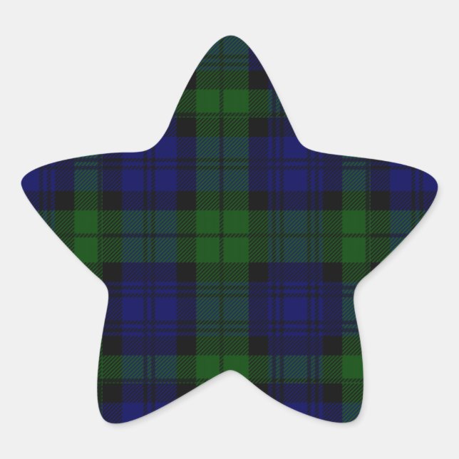 Black Watch Tartan Blue Green Plaid Star Sticker (Front)