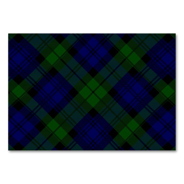 Black Watch Tartan Blue Green Plaid Table Number (Front)