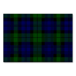 Black Watch Tartan Blue Green Plaid Table Number