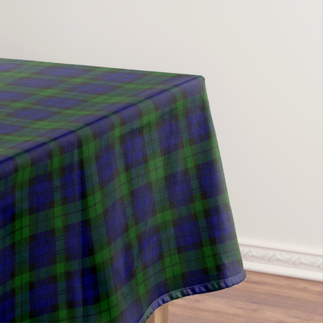 Black Watch Tartan Blue Green Plaid Tablecloth (In Situ)