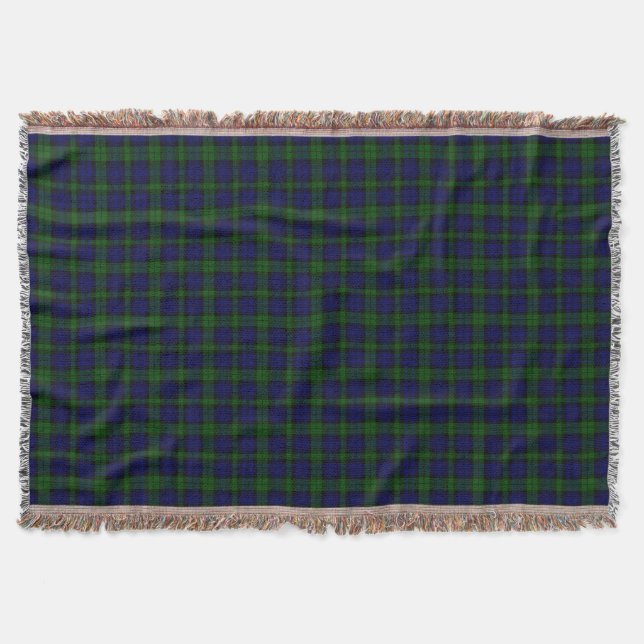 Black Watch Tartan Blue Green Plaid Throw Blanket (Front)
