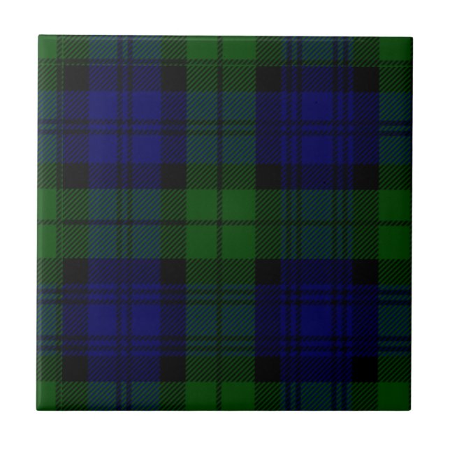 Black Watch Tartan Blue Green Plaid Tile (Front)