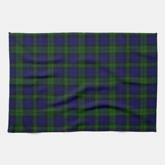 Black Watch Tartan Blue Green Plaid Towel (Horizontal)