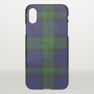 Black Watch Tartan Blue Green Plaid iPhone XS Case