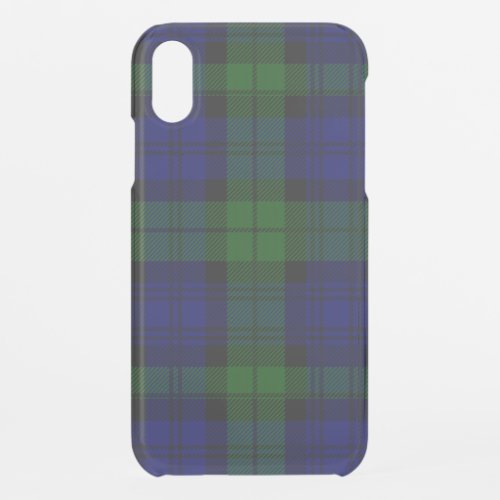 Black Watch Tartan Blue Green Plaid iPhone XR Case