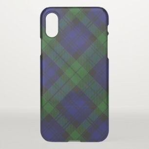 Black Watch Tartan Blue Green Plaid iPhone X Case
