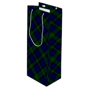 Black Watch Tartan Blue Green Plaid Wine Gift Bag