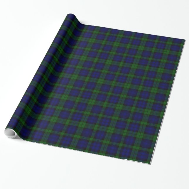 Black Watch Tartan Blue Green Plaid Wrapping Paper (Unrolled)