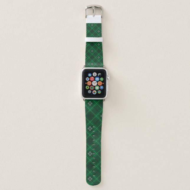 Black Watch Tartan Fabric Pattern Apple Watch Band (Front)