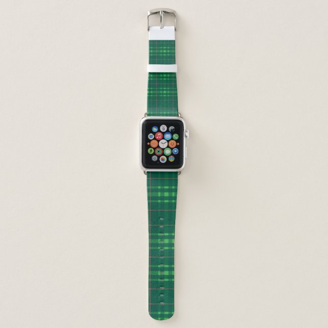 Black Watch Tartan Fabric Pattern Apple Watch Band (Front)