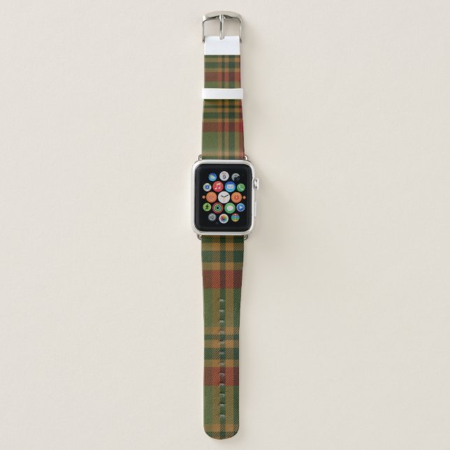Black Watch Tartan Fabric Pattern Apple Watch Band (Front)