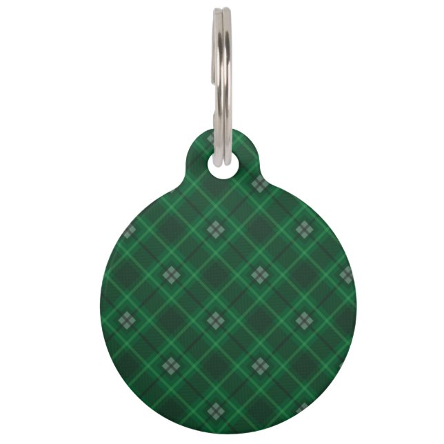 Black Watch Tartan Fabric Pattern Pet ID Tag (Back)