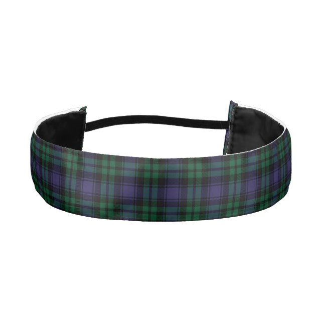 Black Watch Tartan, Plaid Athletic Headband (Front)