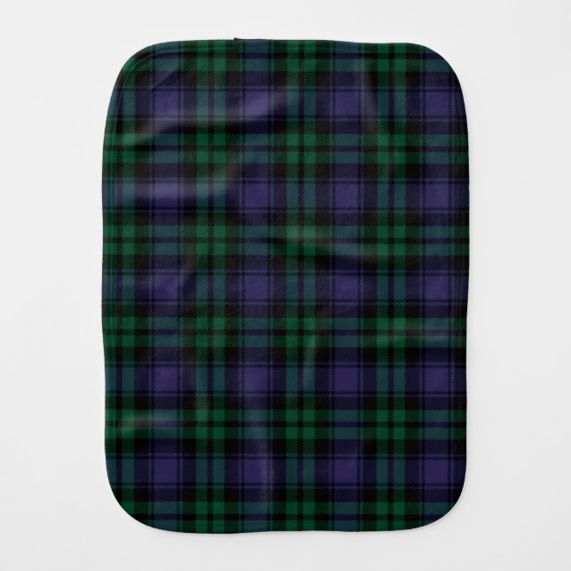 Black Watch Tartan, Plaid Baby Burp Cloth (Front)