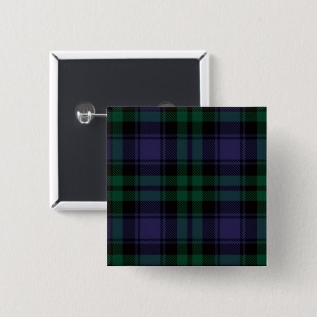 Black Watch Tartan, Plaid Button (Front & Back)