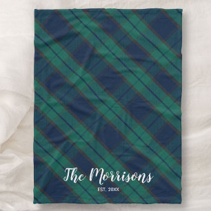 Black Watch Tartan Plaid Custom Name Year Est. Fleece Blanket