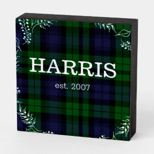 Black Watch Tartan Plaid Custom Wooden Box Sign