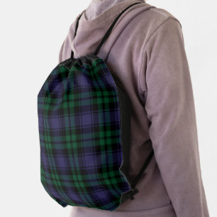 Black Watch Tartan, Plaid Drawstring Bag