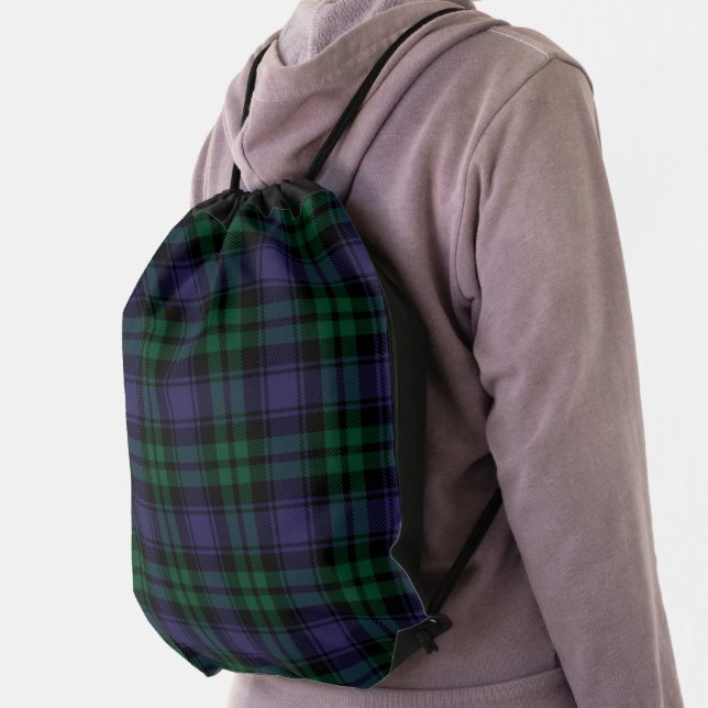 Black Watch Tartan, Plaid Drawstring Bag (Insitu)