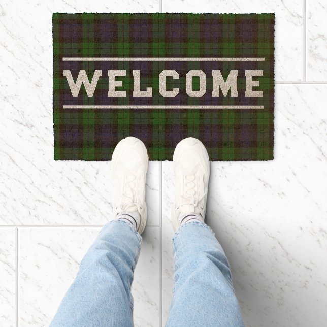 Black Watch Tartan Plaid Fiber Doormat (Insitu)