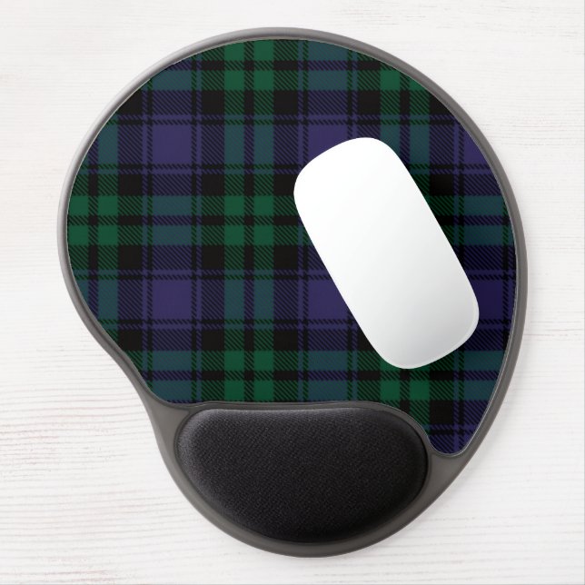 Black Watch Tartan, Plaid Gel Mouse Pad (Left Side)