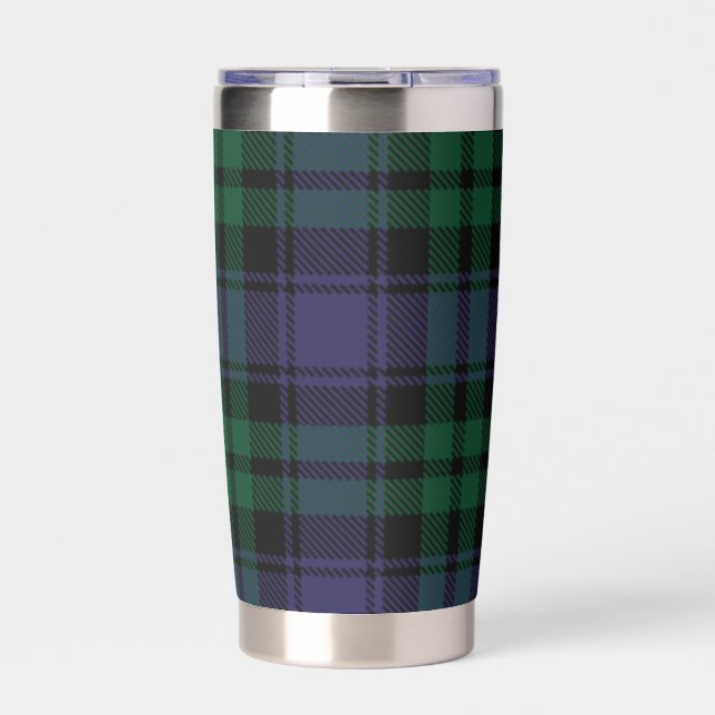 Black Watch Tartan, Plaid Insulated Tumbler (Front)