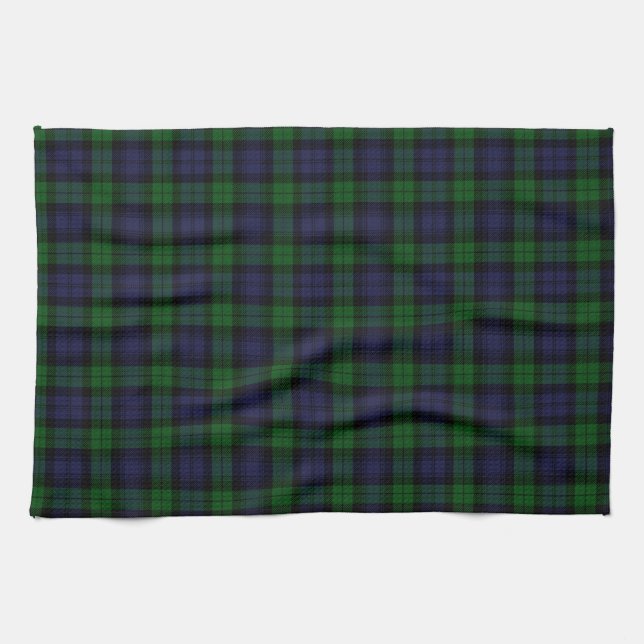Black Watch Tartan Plaid Kitchen Towel (Horizontal)