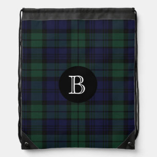 Black Watch Tartan Plaid Monogram Backpack