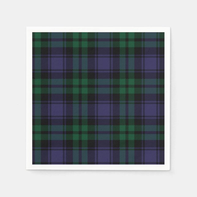Black Watch Tartan, Plaid Napkins (Front)