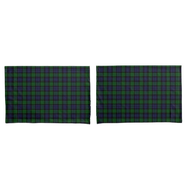 Black Watch Tartan Plaid Pillow Case (Front-Set)