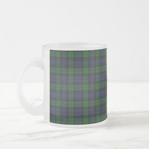 Black Watch Tartan Plaid Scottish Plaid Pattern Frosted Glass Coffee Mug