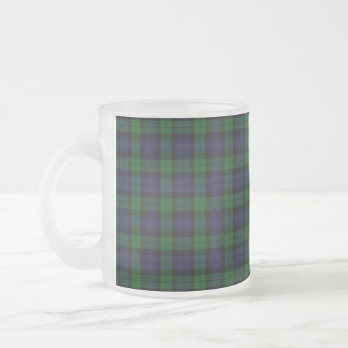 Black Watch Tartan Plaid Scottish Plaid Pattern Frosted Glass Coffee Mug