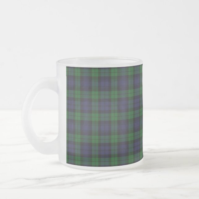 Black Watch Tartan Plaid Scottish Plaid Pattern Frosted Glass Coffee Mug (Left)
