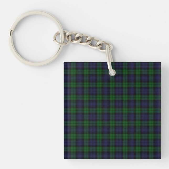 Black Watch Tartan Plaid Scottish Plaid Pattern Keychain (Front)
