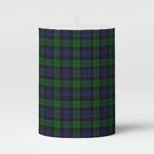 Black Watch Tartan Plaid Scottish Plaid Pattern Pillar Candle