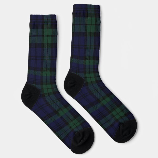 Black Watch Tartan Plaid Socks (Right)