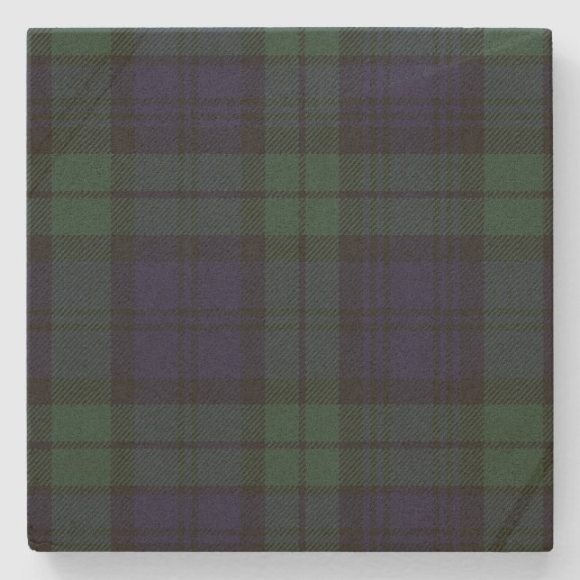 Black Watch Tartan Plaid Stone Coaster (Front)