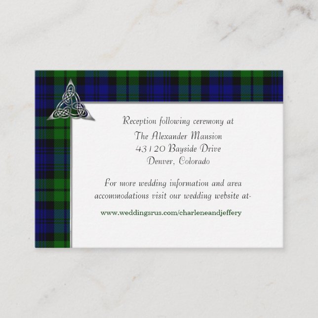 Black Watch Tartan Plaid Wedding Enclosure Card (Front)
