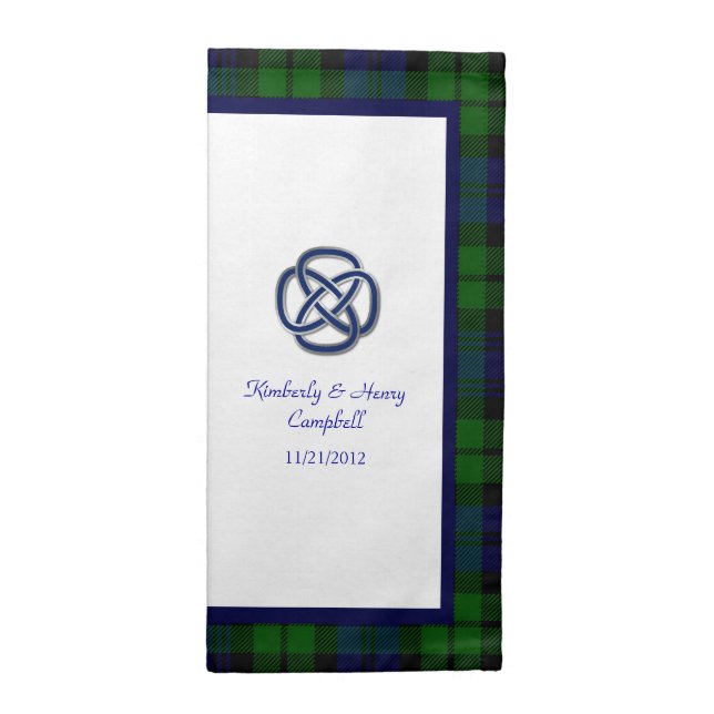 Black Watch Tartan Plaid Wedding Napkin (Half Fold)