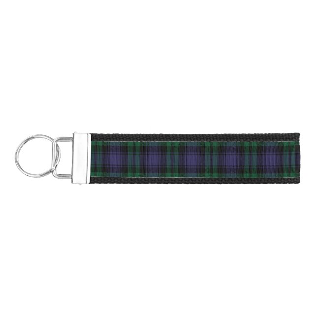 Black Watch Tartan, Plaid Wrist Keychain (Keys on Left)