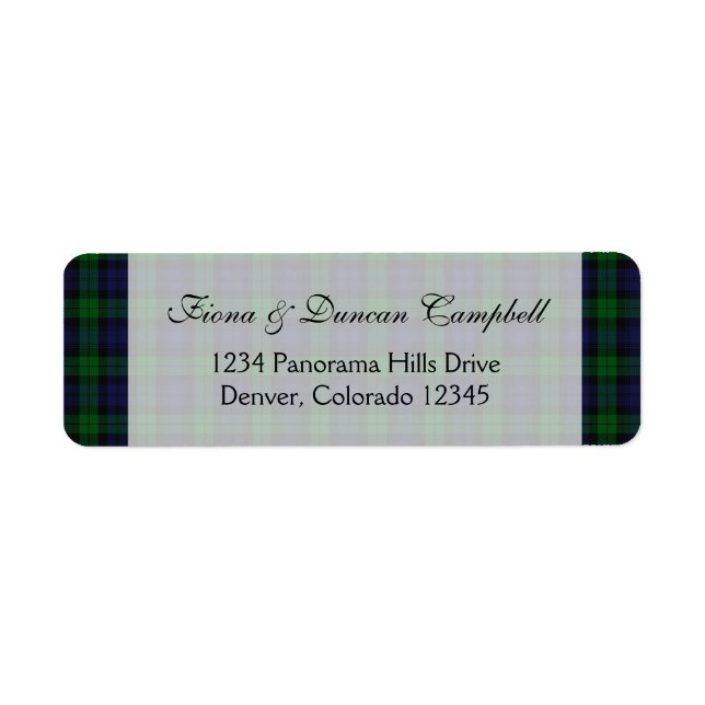 Black Watch Tartan Scottish Return Address Label (Front)